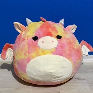 Squishmallow Jumbo Pink and Yellow Tie-dye Dragon! 🐉